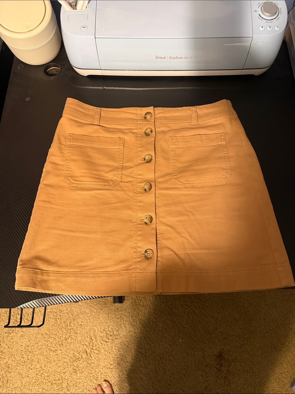 LOFT Mustard Button-Front Mini Skirt